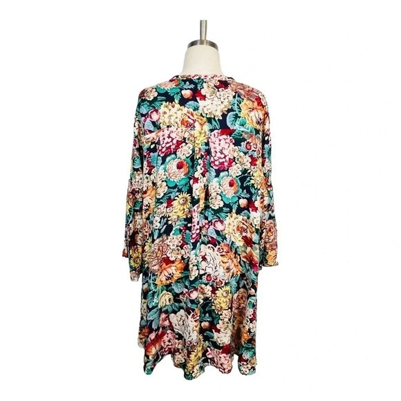 UMGEE FLORAL BOHO GYPSY TRAPEZE SWING PEASANT DRESS MULTICOLOR SIZE MEDIUM - Picture 7 of 11
